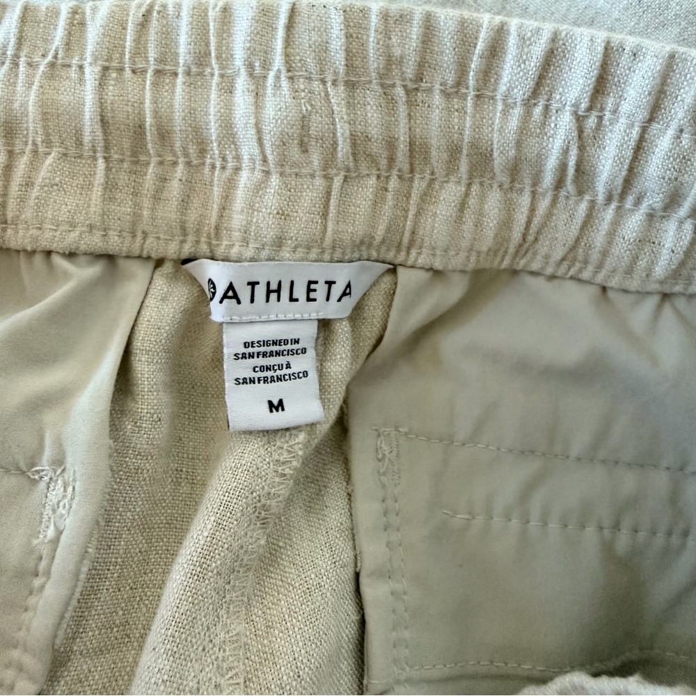 Women’s Athleta 100% Linen High-Rise Waistband Zipper Pockets Sz Medium - Picture 9 of 13